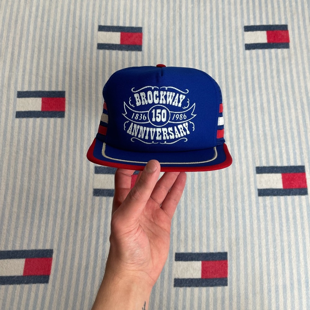 Vintage Brockway Motors 150th Anniversary 3-stripe trucker SnapBack hat